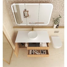 Byron Fluted 1200mm Woodland Oak Wall Hung Single Vanity with Countertop